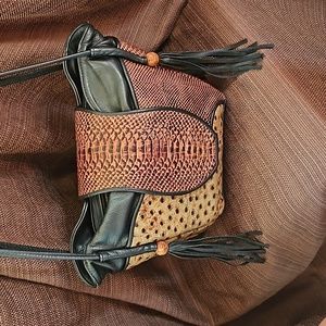 D'Onofrio Leather Crocodile/Snake/Ostrich Embossed Satchel